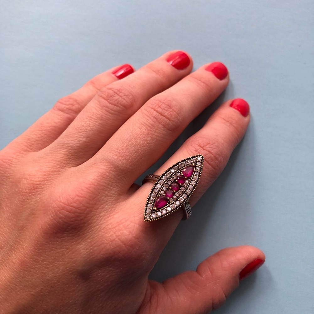 925 silver ring with Ruby and CZ